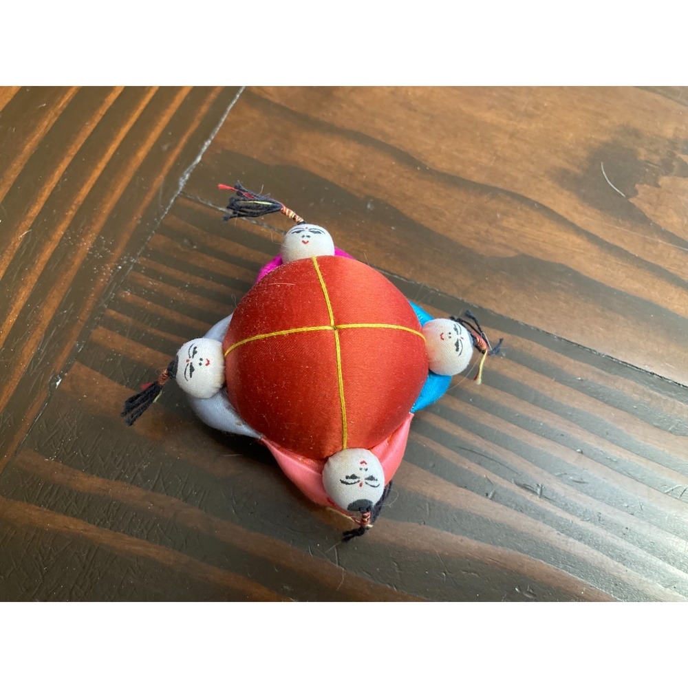 Vintage Chinese Oriental Silk Brocade Pin Cushion Asian Children Holding Hands